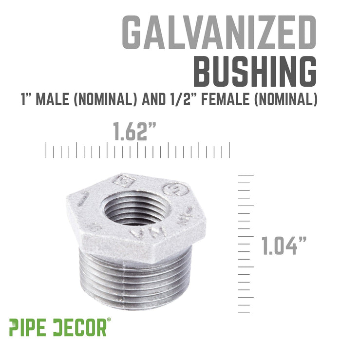 1 in. x 1/2 in. Galvanized Iron Bushing - Sweatfully