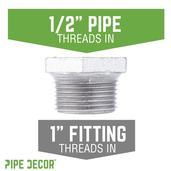 1 in. x 1/2 in. Galvanized Iron Bushing - Sweatfully