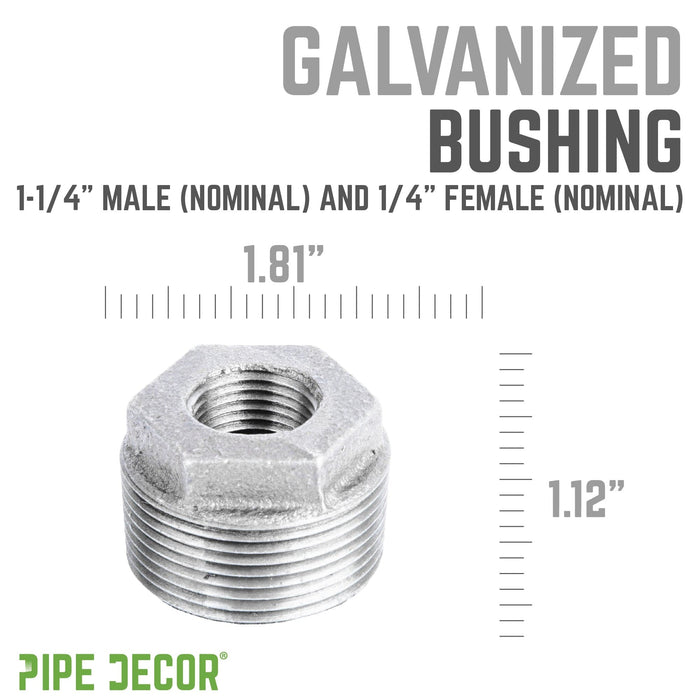 1 1/4 in. x 1/4 in. Galvanized Iron Bushing - Sweatfully