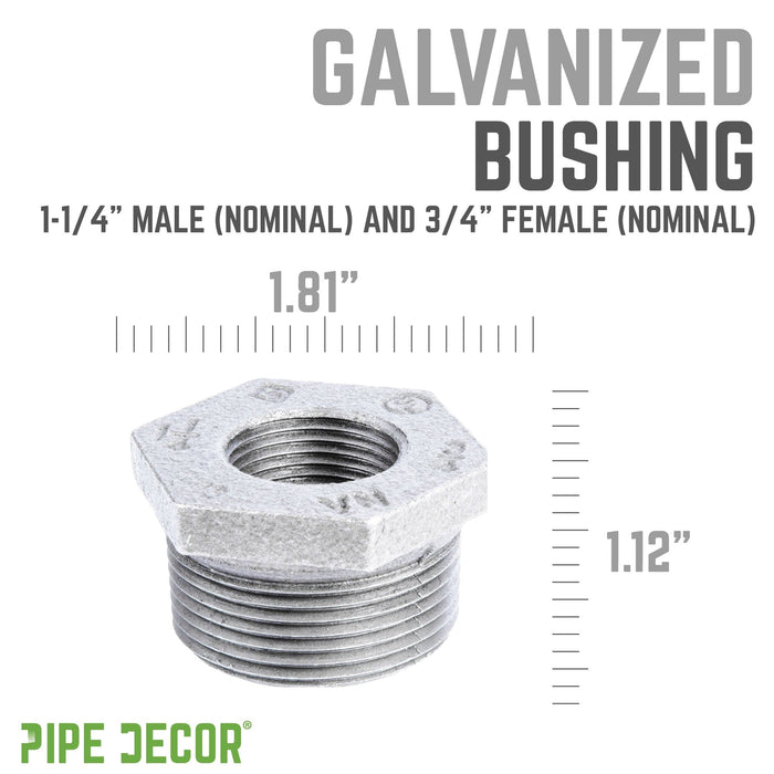 1 1/4 in. x 3/4 in. Galvanized Iron Bushing - Sweatfully