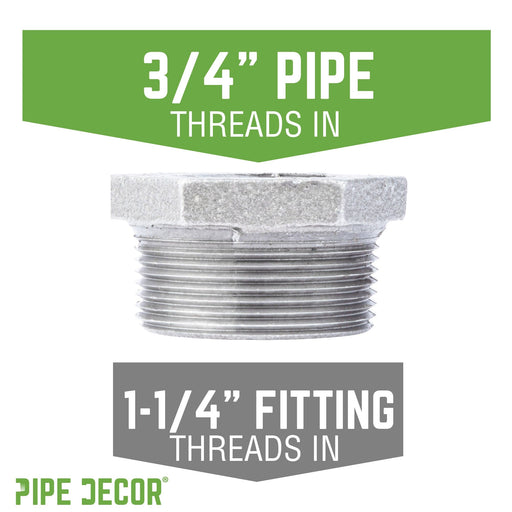 1 1/4 in. x 3/4 in. Galvanized Iron Bushing - Sweatfully