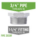 1 1/4 in. x 3/4 in. Galvanized Iron Bushing - Sweatfully