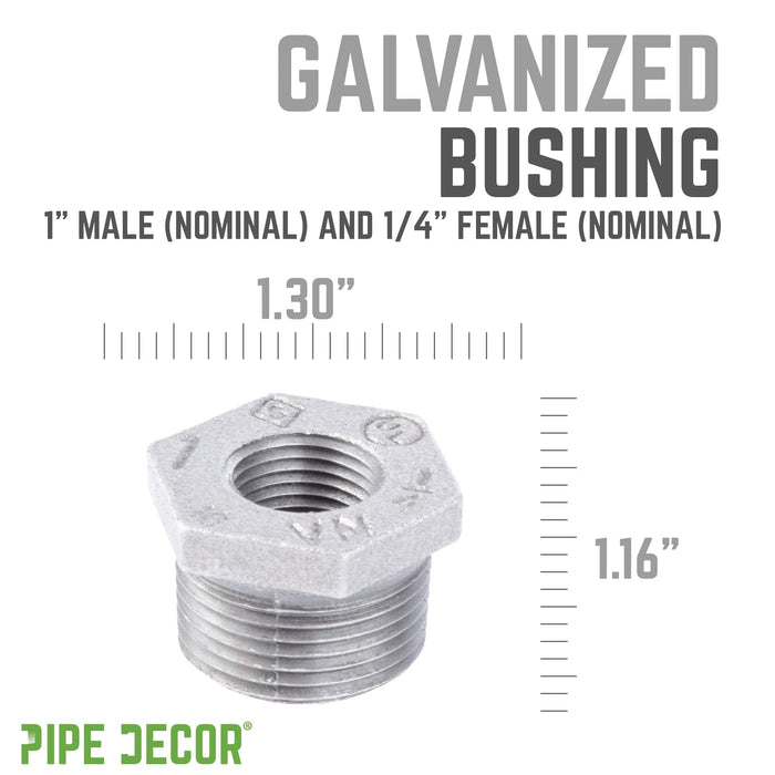 1  in. x 1/4 in. Galvanized Iron Bushing - Sweatfully