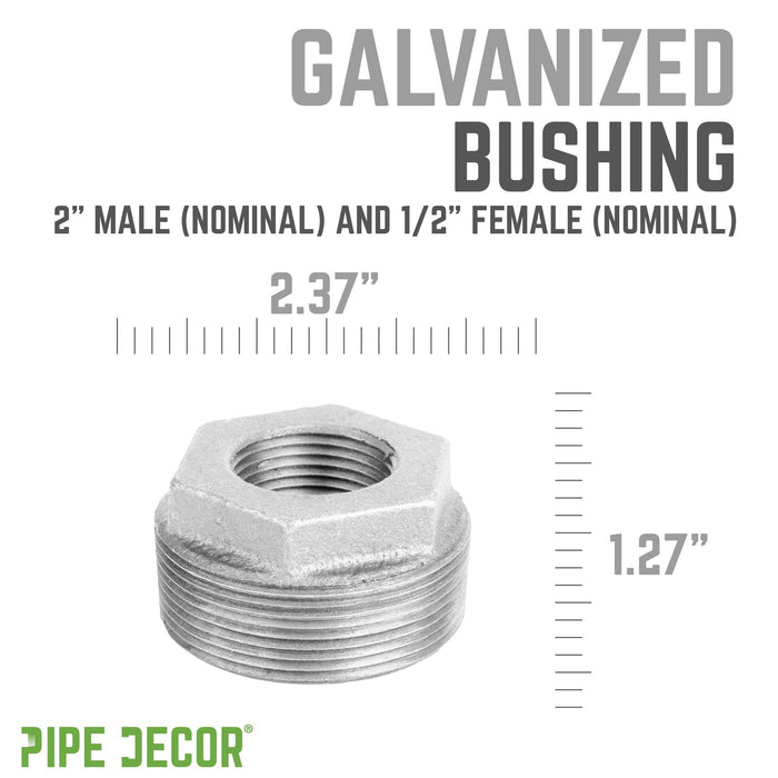 2 in. x 1/2 in. Galvanized Iron Bushing - Sweatfully