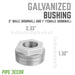 2 in. x 1 in. Galvanized Iron Bushing - Sweatfully