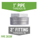 2 in. x 1 in. Galvanized Iron Bushing - Sweatfully