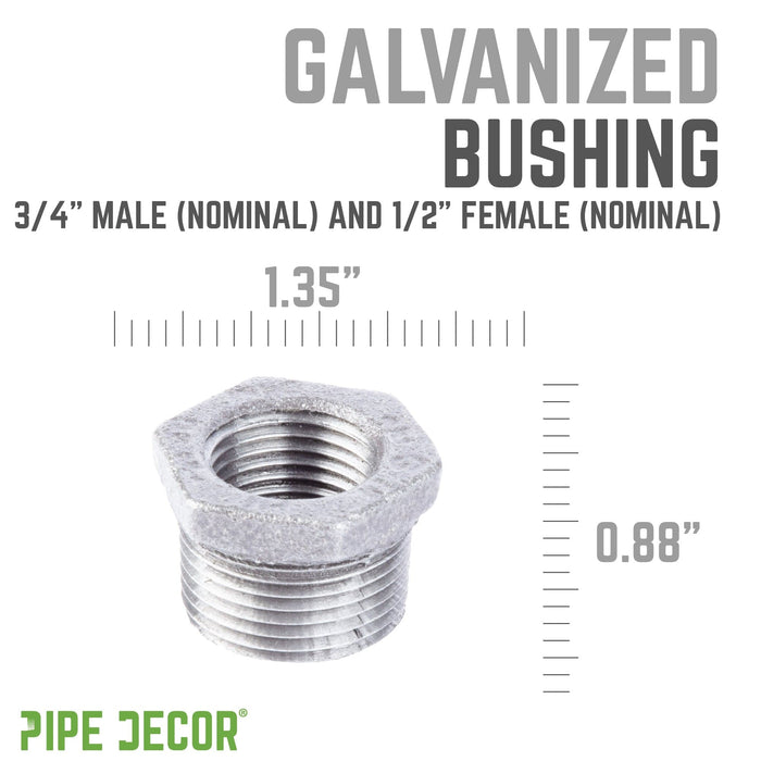 3/4 in. x 1/2 in. Galvanized Iron Bushing - Sweatfully