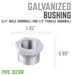 3/4 in. x 1/2 in. Galvanized Iron Bushing - Sweatfully