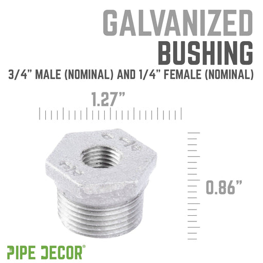 3/4 in. x 1/4 in. Galvanized Iron Bushing - Sweatfully