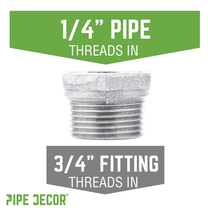 3/4 in. x 1/4 in. Galvanized Iron Bushing - Sweatfully