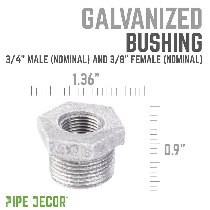 3/4 in. x 3/8 in. Galvanized Iron Bushing - Sweatfully