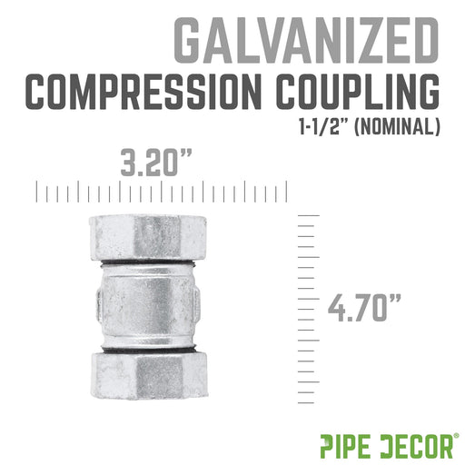 1 1/2 in. Galvanized Iron Compression Coupling - Sweatfully
