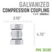 1 1/4 in. Galvanized Iron Compression Coupling - Sweatfully