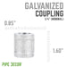 1/4 in. Galvanized Iron Coupling - Sweatfully