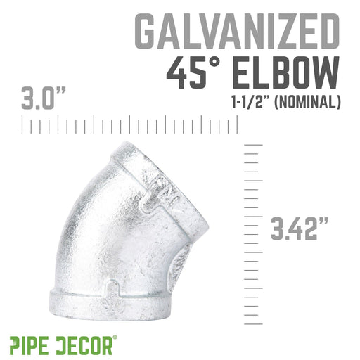 1 1/2 in.  Galvanized Iron 45 Degree Elbow - Sweatfully