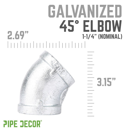 1 1/4 in. Galvanized Iron 45 Degree Elbow - Sweatfully