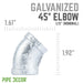 1/2 in. Galvanized Iron 45 Degree Elbow - Sweatfully