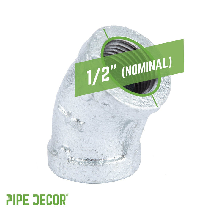 1/2 in. Galvanized Iron 45 Degree Elbow - Sweatfully