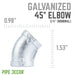 1/4 in.  Galvanized Iron 45 Degree Elbow - Sweatfully