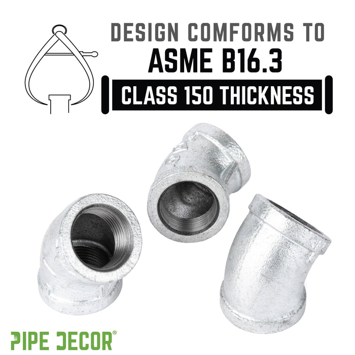 1 in. Galvanized Iron 45 Degree Elbow - Sweatfully