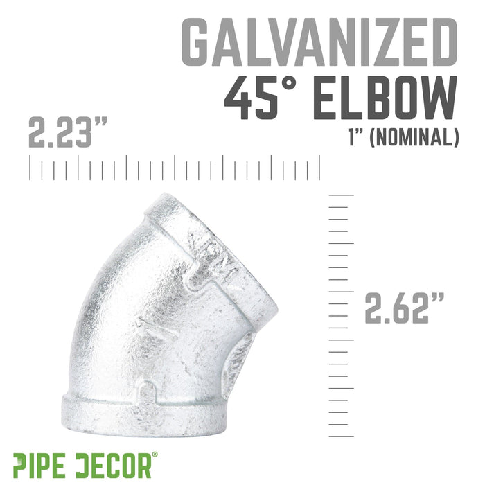 1 in. Galvanized Iron 45 Degree Elbow - Sweatfully