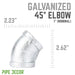 1 in. Galvanized Iron 45 Degree Elbow - Sweatfully