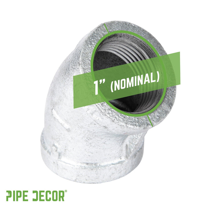 1 in. Galvanized Iron 45 Degree Elbow - Sweatfully