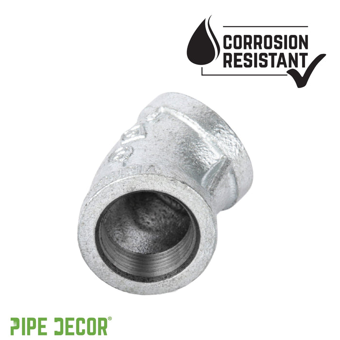 1 in. Galvanized Iron 45 Degree Elbow - Sweatfully