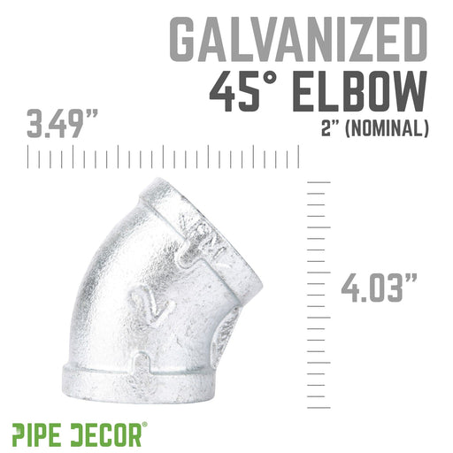 2 in.  Galvanized Iron 45 Degree Elbow - Sweatfully