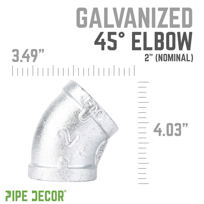 2 in.  Galvanized Iron 45 Degree Elbow - Sweatfully