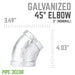 2 in.  Galvanized Iron 45 Degree Elbow - Sweatfully