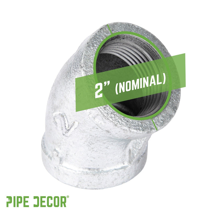 2 in.  Galvanized Iron 45 Degree Elbow - Sweatfully