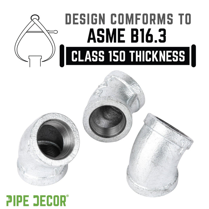 3/4 in. Galvanized Iron 45 Degree Elbow - Sweatfully