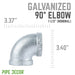 1 1/2 in. Galvanized Iron 90 Degree Elbow - Sweatfully