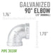 1/2 in. Galvanized Iron 90 Degree Elbow - Sweatfully