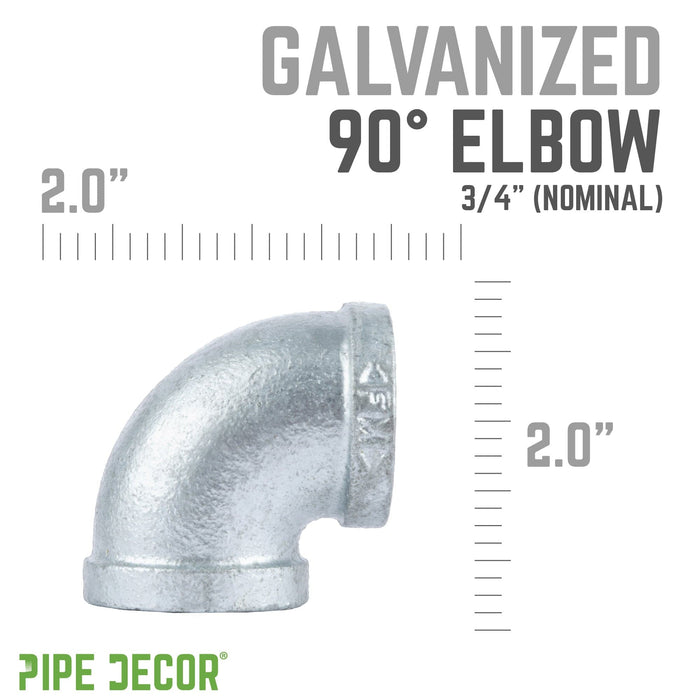 3/4 in. Galvanized Iron 90 Degree Elbow - Sweatfully