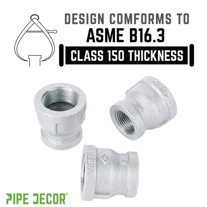 1 1/2 in. x 1 1/4 in. Galvanized Iron Reducing Coupling - Sweatfully