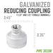 1 1/2 in. x 1/2 in. Galvanized Iron Reducing Coupling - Sweatfully