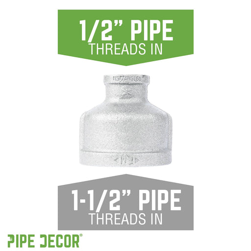1 1/2 in. x 1/2 in. Galvanized Iron Reducing Coupling - Sweatfully