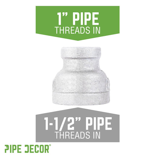 1 1/2 in. x 1 in. Galvanized Iron Reducing Coupling - Sweatfully