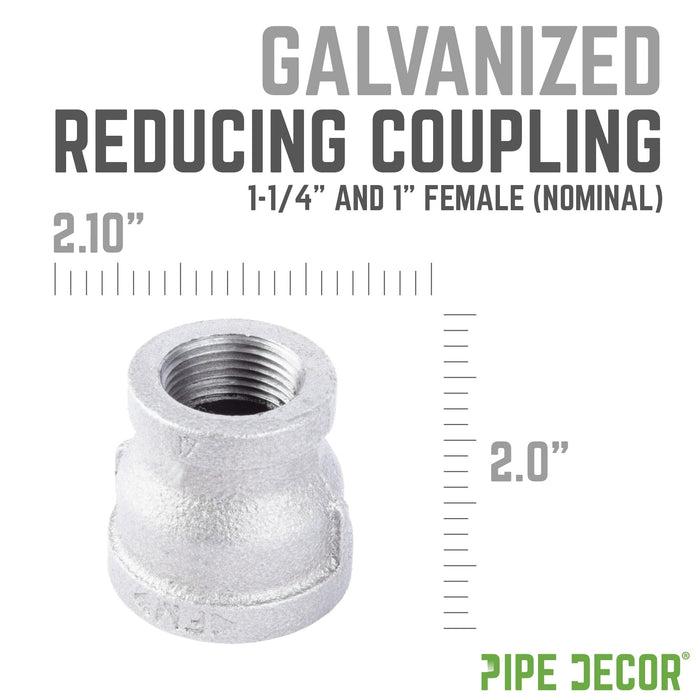 1 1/4 in. x 1 in. Galvanized Iron Reducing Coupling - Sweatfully