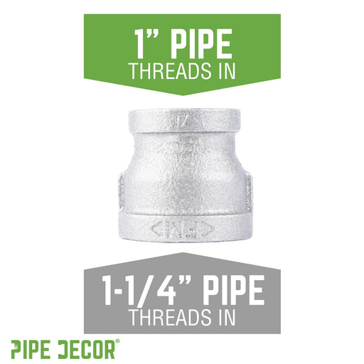 1 1/4 in. x 1 in. Galvanized Iron Reducing Coupling - Sweatfully