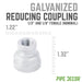 1/2 in. x 1/8 in. Galvanized Iron Reducing Coupling - Sweatfully