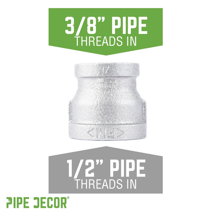1/2 in. x 3/8 in. Galvanized Iron Reducing Coupling - Sweatfully
