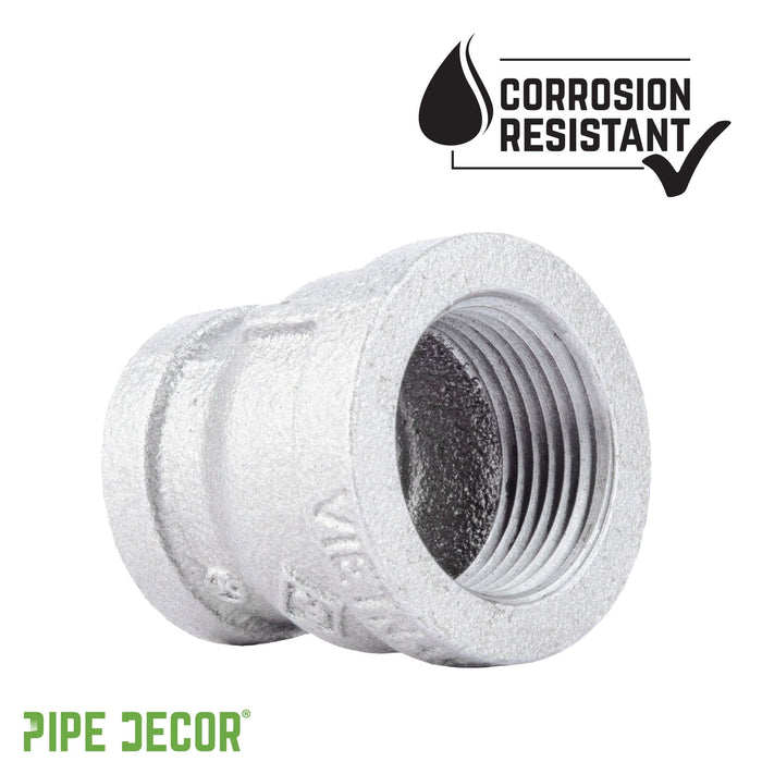 1/2 in. x 3/8 in. Galvanized Iron Reducing Coupling - Sweatfully