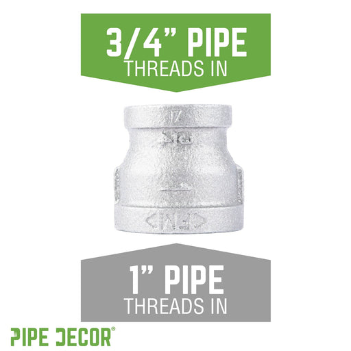 1 in. x 3/4 in. Galvanized Iron Reducing Coupling - Sweatfully