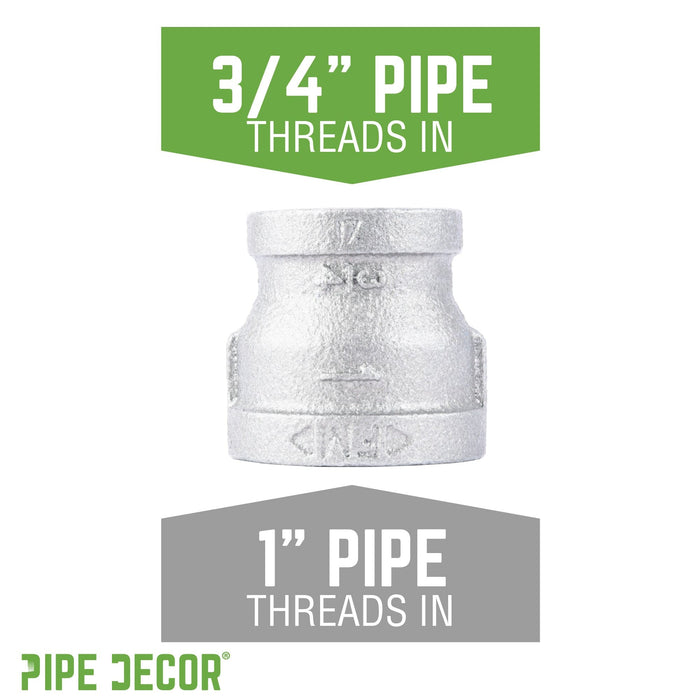 1 in. x 3/4 in. Galvanized Iron Reducing Coupling - Sweatfully