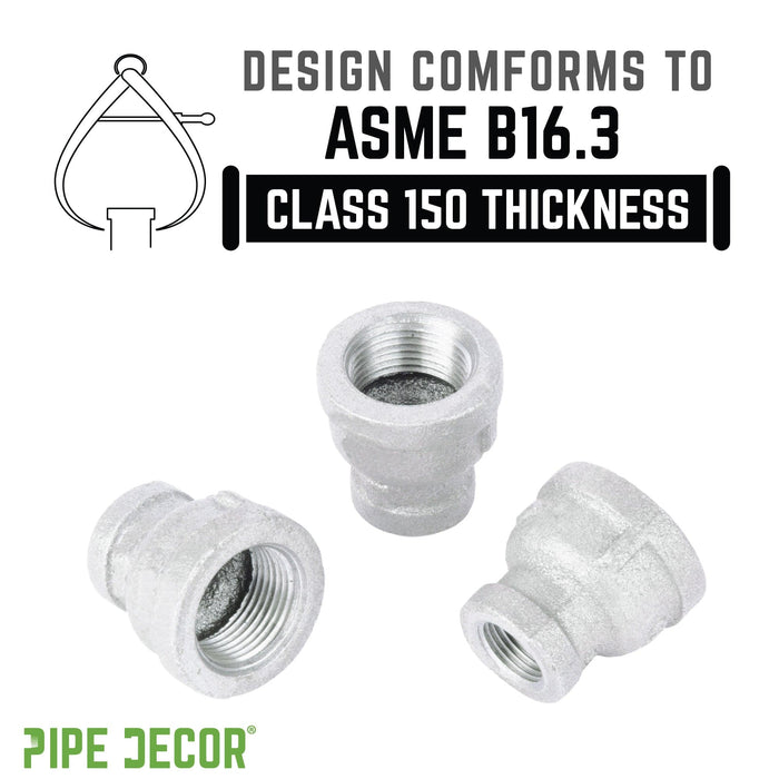 2 in. x 1 1/2 in. Galvanized Iron Reducing Coupling - Sweatfully