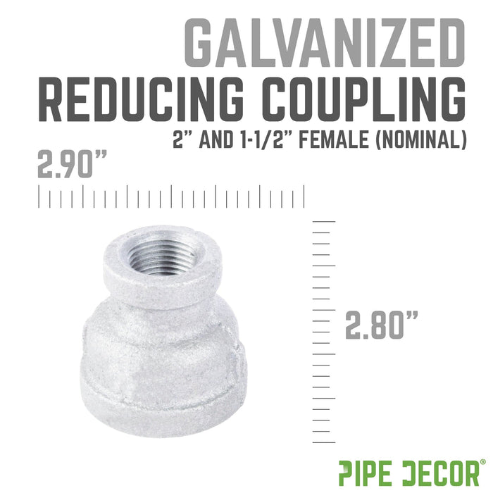 2 in. x 1 1/2 in. Galvanized Iron Reducing Coupling - Sweatfully