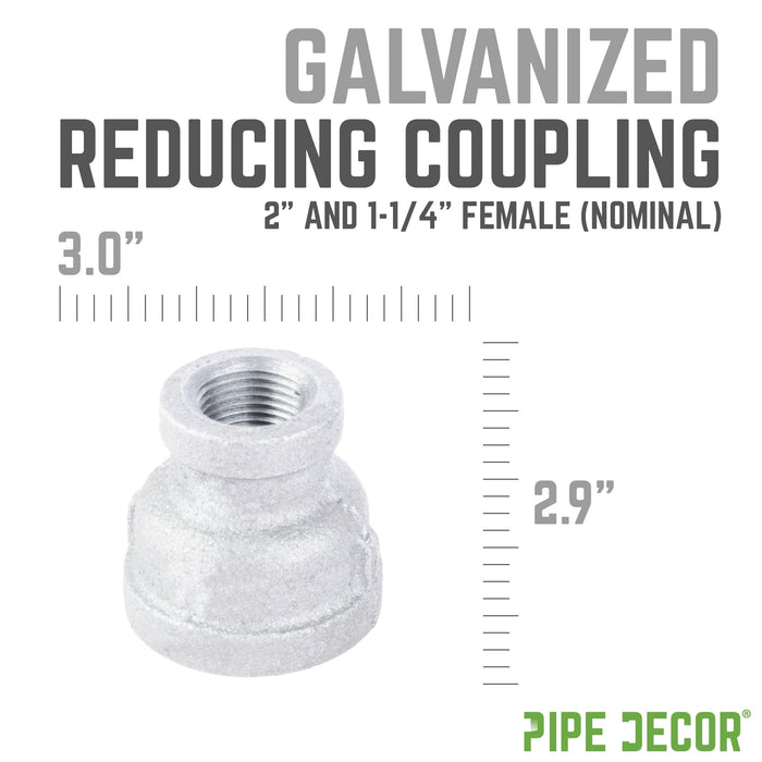 2 in. x 1 1/4 in. Galvanized Iron Reducing Coupling - Sweatfully